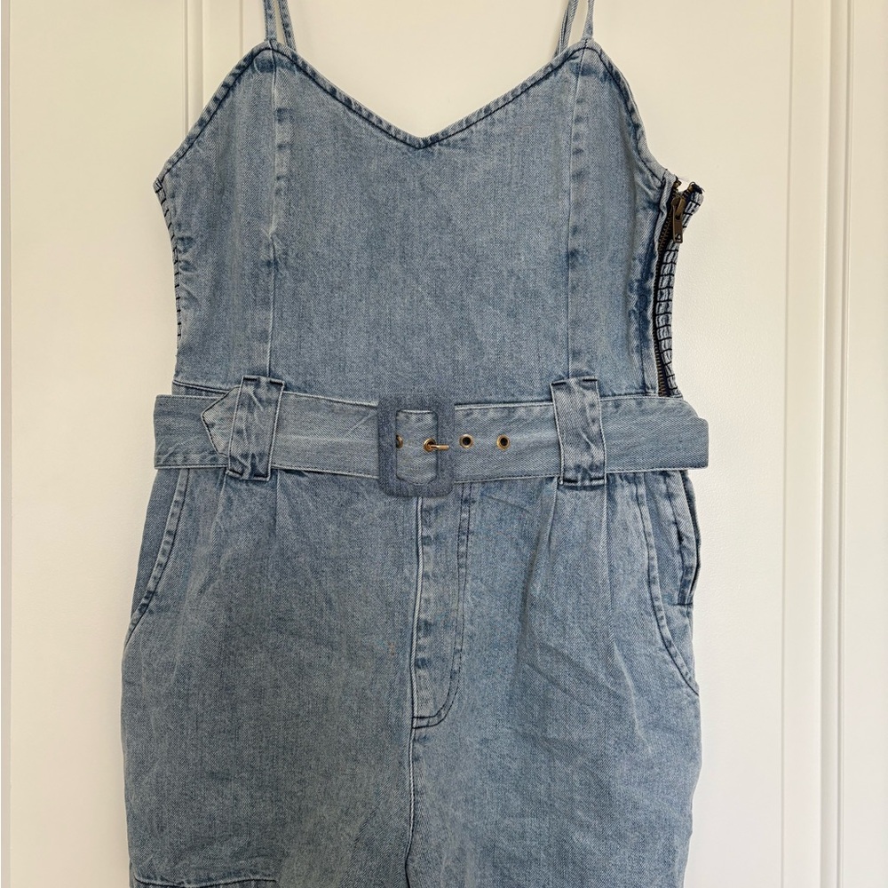 Denim Belted Jumpsuit